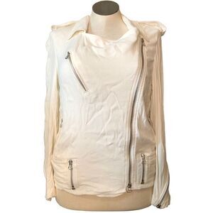 3.1 Phillip Lim Womens Jacket 6 Cream Viscose Motorcycle Fairy Goth Long Sleeve